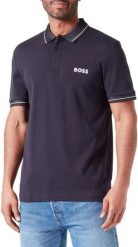 Koszulka Polo męska BOSS Paule 1 BLU slim fit granatowa (50512892-402). Niebieskie koszulki polo męskie Boss, l, bez wzorów, bez kołnierzyka, bez ramiączek. Za 319.00 zł.