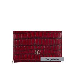 Czerwony Portfel Damski z grawerem croco Canaletto PD1225cs96 RFIDPS. Czerwone portfele damskie bez wzorów, ze skóry. Za 170.00 zł.