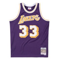Koszulka Nba Los Angeles Lakers Kareem Abdul-Jabbar. Fioletowe koszulki sportowe męskie Mitchell & Ness, bez wzorów, bez kołnierzyka, bez ramiączek, do koszykówki. Za 513.50 zł.
