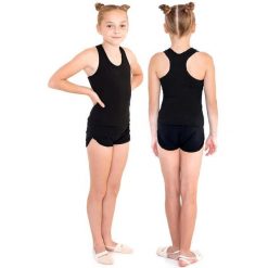 Spodenki gimnastyczne dla dziewczynek z lamówką INDIGO. Czarne spodenki dla dziewczynek INDIGO SPORTS, bez wzorów, z materiału, eleganckie. Za 87.00 zł.