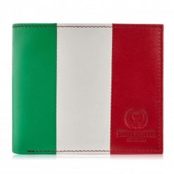 Portfel skórzany PAOLO PERUZZI AV-08-MC flaga włoch. Brązowe portfele męskie Paolo Peruzzi, bez wzorów, z materiału. Za 69.99 zł.