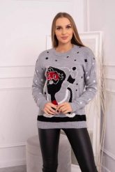 Sweter ze Świętym Mikołajem szary. Szare swetry damskie KESI, l, bez wzorów, z wełny, wizytowe, bez kołnierzyka, plus size, bez ramiączek, długie, bez kaptura. Za 99.32 zł.