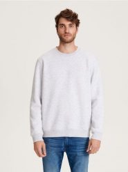 Gładka bluza z bawełną - jasnoszary. Szare bluzy damskie Reserved, l, bez wzorów, z bawełny, bez kaptura. Za 129.99 zł.