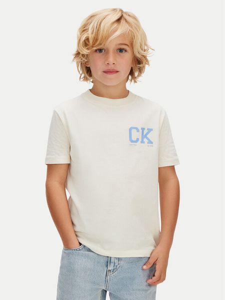 Calvin Klein T-Shirt Heritage LVCKSJA09B Żółty Regular Fit. Żółte t-shirty dla chłopców Calvin Klein, bez wzorów, z bawełny, bez ramiączek. Za 88.99 zł.