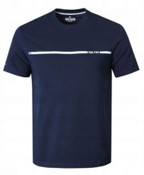 Klasyczny T-Shirt z Logo - Pako Jeans - Granatowy. Niebieskie t-shirty męskie Pako Jeans, l, bez wzorów, z bawełny, casualowe, bez kołnierzyka. Za 79.00 zł.
