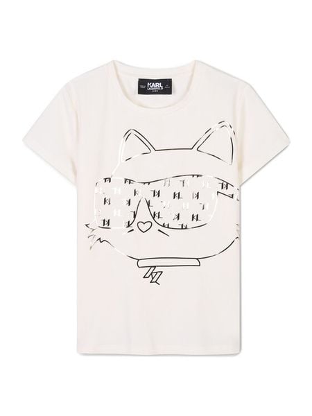 Karl Lagerfeld Kids T-Shirt Z30447 S Écru Regular Fit. T-shirty i topy dla dziewczynek Karl Lagerfeld Kids, bez wzorów, z bawełny, bez ramiączek. Za 179.99 zł.