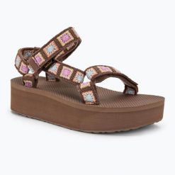 Sandały damskie Teva Flatform Universal Crochet. Brązowe sandały damskie Teva, bez wzorów, bez obcasa, bez zapięcia. Za 209.99 zł.