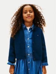 Tommy Hilfiger Kardigan KG0KG08953 D Granatowy Regular Fit. Niebieskie swetry dla dziewczynek Tommy Hilfiger, bez wzorów, z syntetyku, bez kołnierzyka, bez ramiączek, bez kaptura. Za 289.99 zł.