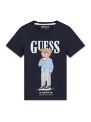 Guess T-Shirt L6GI09 K8HM4 Granatowy Regular Fit. Niebieskie t-shirty dla chłopców Guess, z aplikacjami, z bawełny, bez ramiączek. Za 119.99 zł.