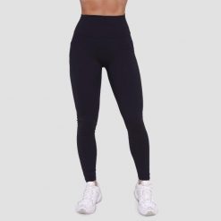 Legginsy damskie fitness z kieszeniami czarne Ignite. Czarne legginsy damskie GYMBEAM, l, bez wzorów, z elastanu, na fitness i siłownię. Za 115.90 zł.