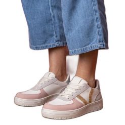 Wielokolorowe sneakersy trampki zdobione brokatem białe. Białe trampki i tenisówki damskie z aplikacjami, z gumy, sportowe, bez zapięcia. Za 84.78 zł.