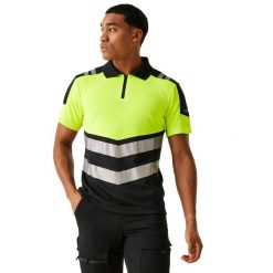 Koszulka Polo Męska HiVis. Czarne koszulki polo męskie Regatta, m, bez wzorów, z materiału, klasyczne, bez ramiączek. Za 146.99 zł.