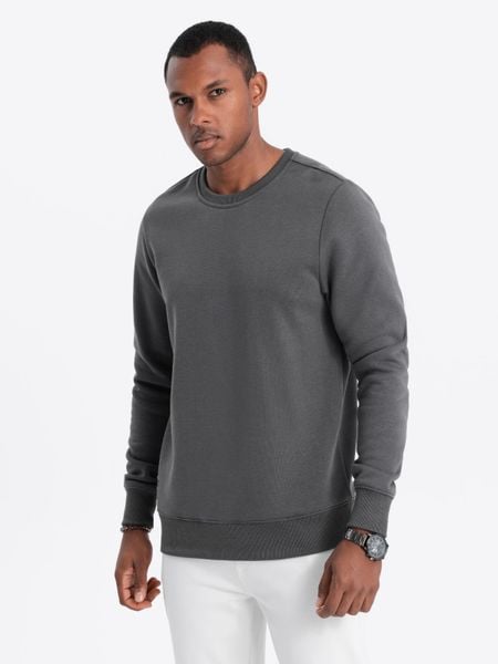 Bluza męska bez kaptura BASIC - grafitowa V10 - Rozmiar: S. Szare bluzy męskie Ombre Clothing, m, bez wzorów, z bawełny, bez kaptura. W wyprzedaży za 39.99 zł.