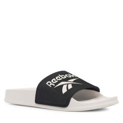 Klapki Reebok. Czarne klapki damskie Reebok, bez wzorów, bez obcasa. Za 89.99 zł.