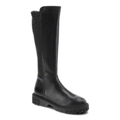 Czarne Kozaki Damskie Grace Eleganckie Obuwie. Czarne kozaki damskie Grace, ze skóry, bez obcasa, na płaskiej podeszwie. Za 359.00 zł.