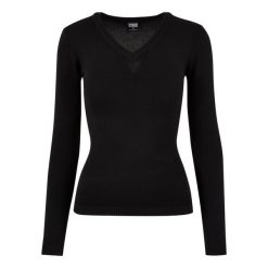 Damski sweter z dekoltem w szpic Urban Classics. Czarne swetry damskie Urban Classics, na zimę, bez wzorów, z nylonu, bez kołnierzyka, bez ramiączek, bez kaptura. Za 191.00 zł.
