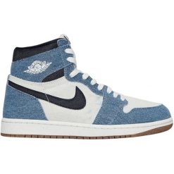 Air Jordan 1 High OG Denim Obsidian. Brązowe buty sportowe męskie Nike, z denimu, bez zapięcia, na fitness i siłownię. Za 906.49 zł.