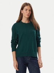 Tommy Jeans Sweter Essential DW0DW23360 Zielony ciemny Regular Fit. Zielone swetry damskie Tommy Jeans, xxs, bez wzorów, z bawełny, bez kołnierzyka, bez ramiączek, bez kaptura. Za 369.99 zł.