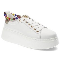 Białe Sneakersy Chebello Wygodne Obuwie Damskie. Białe półbuty damskie CheBello, na lato, bez wzorów, ze skóry, bez obcasa, bez zapięcia. Za 492.99 zł.