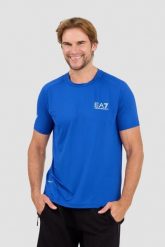 EA7 Niebieski męski t-shirt Ventus 7, Rozmiar L. Niebieskie t-shirty męskie EA7 Emporio Armani, l, bez wzorów, bez kołnierzyka. W wyprzedaży za 159.99 zł.
