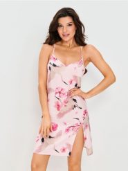 Koszula nocna w żurawie i kwiaty - różowy. Czerwone koszule nocne damskie Sinsay, l, bez wzorów. Za 39.99 zł.
