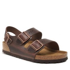 Sandały Birkenstock. Brązowe klapki damskie Birkenstock, bez zapięcia. Za 419.99 zł.