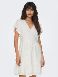 ONLY Sukienka codzienna 15289687 Biały Regular Fit. Białe sukienki damskie Only, na co dzień, s, bez wzorów, z syntetyku, bez kołnierzyka, bez ramiączek, proste. Za 109.99 zł.