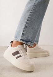 Beżowo-Brązowe Sneakersy Klasyczne Tenisówki na Grubej Podeszwie z Koturnem Adessia. Brązowe trampki i tenisówki damskie Renee, bez wzorów, z jeansu, klasyczne, bez zapięcia. Za 119.99 zł.