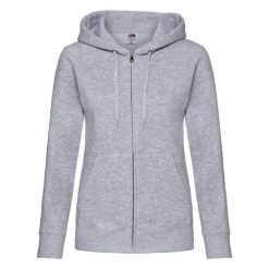 Kurtka Dresowa Z Kapturem Lady Fit Dla Kobiet. Szare kurtki damskie Fruit of the Loom, xs, bez wzorów, z dresówki, z kapturem. Za 132.99 zł.