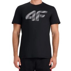 Koszulka męska 4F - bawełniany T-shirt, regular fit. Czarne t-shirty męskie 4f, m, bez wzorów, z bawełny, klasyczne, bez kołnierzyka. Za 51.99 zł.