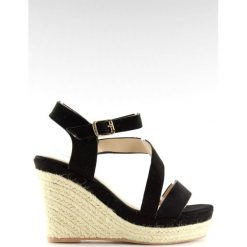 Espadryle na koturnie czarne 333-8 Black. Czarne espadryle damskie ButyModne, na lato, bez wzorów, z materiału, klasyczne, bez obcasa, na koturnie, bez zapięcia. W wyprzedaży za 87.21 zł.