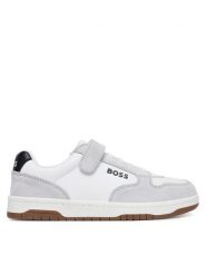 BOSS Sneakersy J52806 S Biały. Białe buty sportowe chłopięce Boss, bez wzorów, ze skóry, bez zapięcia. Za 384.99 zł.