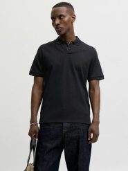 Jack & Jones koszulka polo Mężczyźni czarny, L. Czarne koszulki polo męskie Jack & Jones, l, bez wzorów, eleganckie, bez ramiączek. Za 79.95 zł.