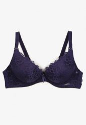 Granatowy Koronkowy Biustonosz Typu Push-Up Chrisalia. Niebieskie biustonosze Renee, bez wzorów, z koronki. Za 44.99 zł.