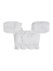 Guess Bluzka J3GH02 WFGJ0 Biały Regular Fit. Białe bluzki dla dziewczynek Guess, z aplikacjami, z bawełny, bez kołnierzyka, bez ramiączek. Za 169.99 zł.