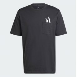 Koszulka Lounge Slides Graphic Pocket. Czarne buty sportowe męskie Adidas, z bawełny, bez zapięcia, na fitness i siłownię. Za 129.00 zł.