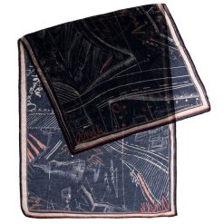 Granatowy Wzorzysty Szal Damski Anekke REAL. Niebieskie szaliki i chusty damskie Anekke, z aplikacjami, z materiału, klasyczne. Za 119.00 zł.