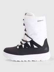 4F Buty zimowe śniegowce INUA z ociepliną Primaloft damskie - białe 40. Białe śniegowce i trapery damskie 4f, z gumy, przed kolano. Za 399.99 zł.