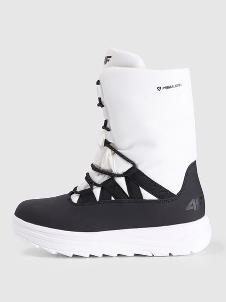 4F Buty zimowe śniegowce INUA z ociepliną Primaloft damskie - białe 39. Białe śniegowce i trapery damskie 4f, z gumy, przed kolano. Za 399.99 zł.