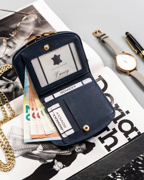 Portfel-portmonetka damska Milano Design SF-1830-JM granatowy. Niebieskie portfele damskie MILANO DESIGN, bez wzorów, ze skóry ekologicznej. Za 40.00 zł.