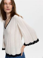 Ażurowy sweter - wielobarwny. Swetry damskie Reserved, l, w ażurowe wzory, z bawełny, bez kołnierzyka, bez ramiączek, bez kaptura. Za 129.99 zł.