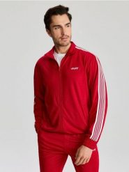 Rozpinana bluza sportowa bomberka - czerwony. Czerwone bluzy męskie Sinsay, l, bez wzorów, bez kaptura. Za 59.99 zł.