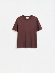 T-shirt regular z modalem - bordowy. Czerwone t-shirty męskie Reserved, l, bez wzorów, z dzianiny, bez kołnierzyka. Za 99.99 zł.