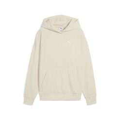 Damska bluza z kapturem Essentials Elevated Comfort Velour Rib PUMA. Białe bluzy sportowe damskie Puma, bez wzorów, z kapturem, do biegania. Za 249.00 zł.