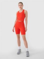 4F Legginsy kolarki treningowe damskie - czerwone XL. Czerwone legginsy damskie 4f, s, bez wzorów, z dzianiny, z podwyższonym stanem, krótkie, na fitness i siłownię. W wyprzedaży za 59.99 zł.