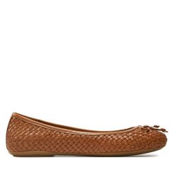 Baleriny Geox. Brązowe baleriny damskie Geox, bez wzorów, bez obcasa. Za 269.99 zł.
