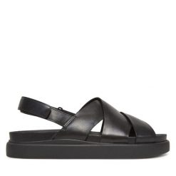 Sandały Clarks. Czarne sandały damskie Clarks, bez wzorów, bez obcasa, na płaskiej podeszwie, bez zapięcia. Za 319.99 zł.