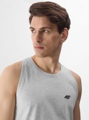 4F Tank top regular gładki męski - szary XL. Szare koszulki sportowe męskie 4f, m, bez wzorów, z bawełny, klasyczne, bez kołnierzyka. W wyprzedaży za 29.99 zł.