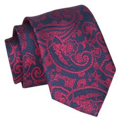 Krawat - ALTIES - Granatowo-Czerwony, Wzór. Czerwone krawaty i muchy Alties, bez wzorów, z tkaniny, eleganckie. Za 49.00 zł.