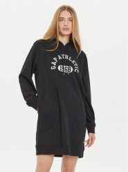 Gap Sukienka dzianinowa 498949-03 Czarny Relaxed Fit. Czarne sukienki damskie GAP, s, bez wzorów, z bawełny, bez kołnierzyka, bez ramiączek. Za 199.99 zł.